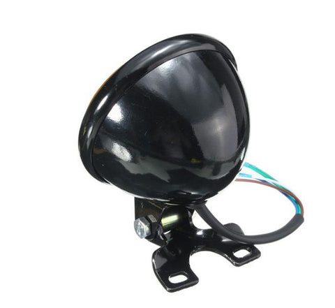 Round Bottom Mount Headlight - Black Amber Lens