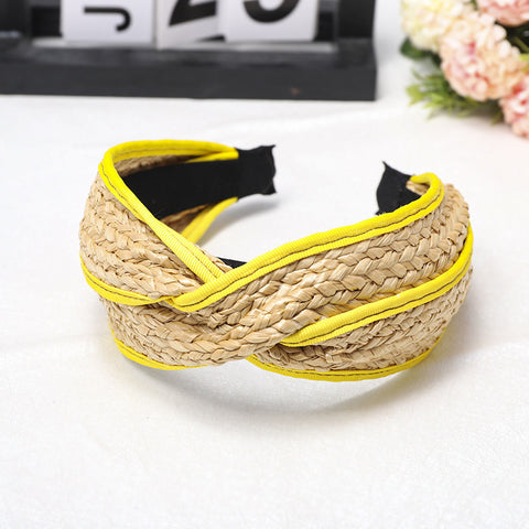 Fashionable Straw Braided Headband Simple Bag