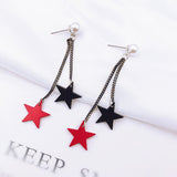 Korean bow tassel earrings asymmetric pearl flower earrings