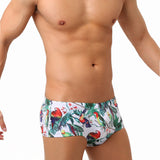 Flower-bird Print Fashion Men's Small Boxer Swimming Trunks