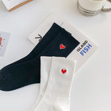 Women's Summer Embroidery Love Pure Cotton Socks