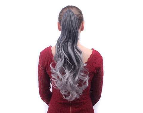 Colorful Gradient Color Clip Ponytail Wig