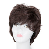 Black Dark Brown Short Rolled Chemical Fiber High-temperature Fiber Wig