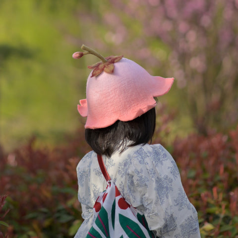 Mushroom Dream Wool Felt Handmade Cherry Blossom Adult And Children Peach Blossom Cute Baby Hat