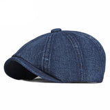 Spring And Autumn Washed Denim Octagonal Beret