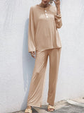 Women's Clothing Stand-up Collar Long Sleeve Shirt Straight-leg Trousers Suit