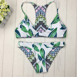 Sexy Brazilian Bikinis Women Swimsuit Double-sided printing Swimwear Green Brazilian Bikini Set Halter Bathing Suits