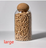 Striped Borosilicate Glass Cork Ball Storage Jar