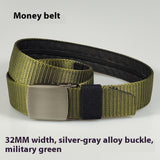 32MM Black Alloy Buckle Nylon Belt Women's Outdoor Security Multifunctional Anti-theft