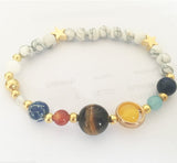 Universe Galaxy Eight Planets Solar System Guardian Star Natural Stone Beads Bracelet