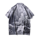 Japanese Short-sleeved Men's Retro Ruan Shuai Seaside Flower Shirt