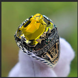 Inlaid Emerald Men's Luxury Ring Personality Retro