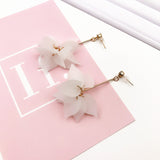 Korean bow tassel earrings asymmetric pearl flower earrings