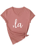 Letter V-neck T-shirt Simple Women