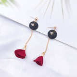 Korean bow tassel earrings asymmetric pearl flower earrings