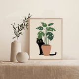 Cat Wall Art Drawing Cartoon Cute Canvas Painting