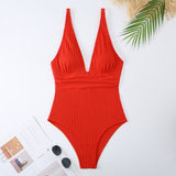 Women's One-piece Solid Color Lace-up Slim Fit One Piece Swimsuit