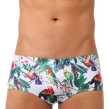 Flower-bird Print Fashion Men's Small Boxer Swimming Trunks