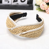 Fashionable Straw Braided Headband Simple Bag