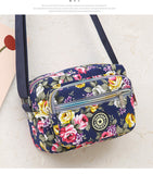 Multi Layered Floral Canvas Crossbody Women's Bag