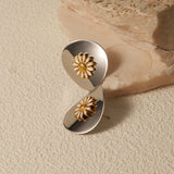 Steel Alloy Wafer White Dripping Oil Small Earrings