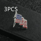 American Flag Golden M Badge Alloy Drop Oil Diamond Brooch