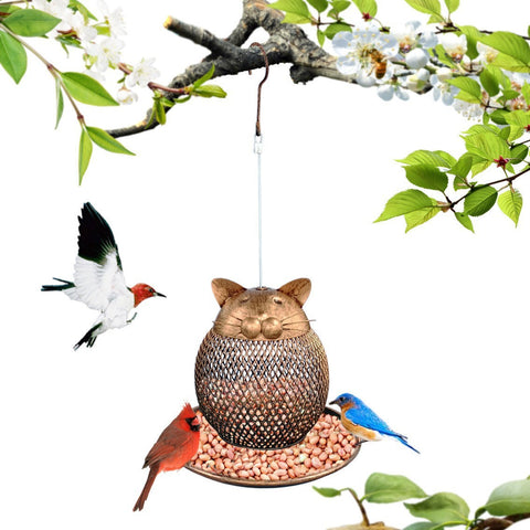 Cat Shaped Bird Feeder Cat Shaped Vintage Handmade Outdoor Decor Villa Garden Decoration Hanging Bird Outdoor Feeder