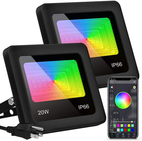 20W Rgb Bluetooth Dual Color Intelligent Voice Timing Flood Light Outdoor