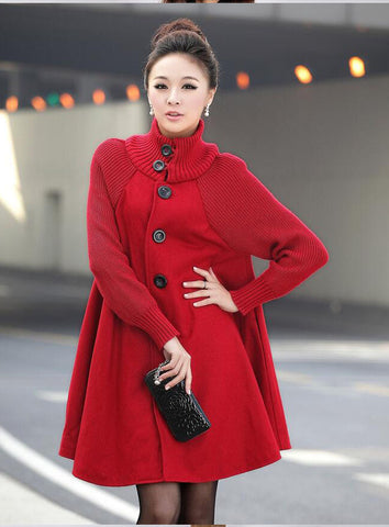 Winter Plus Size Women's Mid-length Loose Wool Overcoat