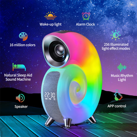 Conch Smart RGB Atmosphere Light Bluetooth Speaker Alarm Clock Wake-up Lamp White Noise Machine For Sleeping Baby APP Control