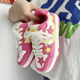 Summer Ins Hong Kong Style Contrast Color Retro Five-pointed Star Lightweight Trendy Sports Board Shoes