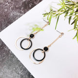 Korean bow tassel earrings asymmetric pearl flower earrings