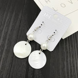 Korean bow tassel earrings asymmetric pearl flower earrings