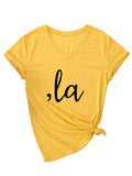 Letter V-neck T-shirt Simple Women