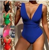 Women's One-piece Solid Color Lace-up Slim Fit One Piece Swimsuit