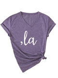 Letter V-neck T-shirt Simple Women