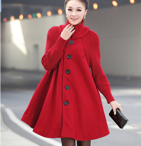 Winter Plus Size Women's Mid-length Loose Wool Overcoat