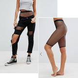 Elastic Loose Five Points New Fashion Fishnet Panty-hose Women