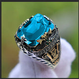 Inlaid Emerald Men's Luxury Ring Personality Retro