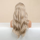 Gradient Golden Texture Large Curly Lace Wig For Women