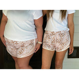 Women's Leopard Print Stitching Shorts