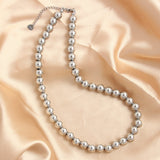 4-10mm Stainless Steel Beads Silver Beaded Necklace