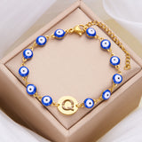 Women's High-grade Stainless Steel Blue Eyes Fashion Hollowed-out 26 Letter Bracelet