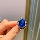 Popular Simulation Red Treasure Blue Treasure Big Dan-shaped Lady Temperament Ring