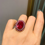 Popular Simulation Red Treasure Blue Treasure Big Dan-shaped Lady Temperament Ring