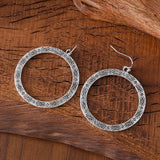 Vintage Round Hollow Rune Printed Earrings