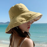 Double-sided Wear Big Brim Fisherman Hat Outdoor Sun Protection Pure Cotton Breathable