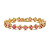 Copper Plating 18K Gold Inlaid Colorful Crystals Flower Bracelet Suit