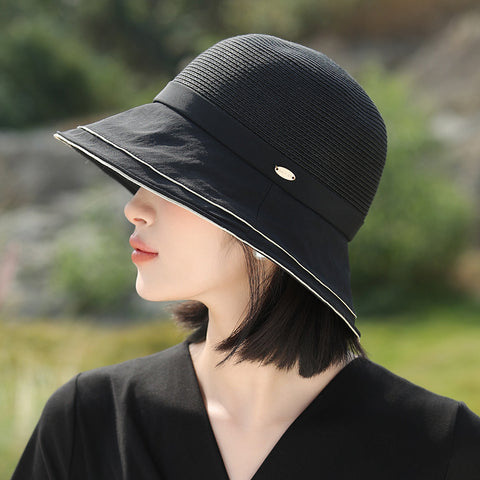 Bucket Hat Women's Stitching Sun Hat Sun-proof And Breathable Bucket Hat Fashion Leisure Artistic Simple