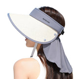 Upgraded Plus-sized Hat Brim Visor Straw Hat UV Protection Ponytail Sun Protection Hat